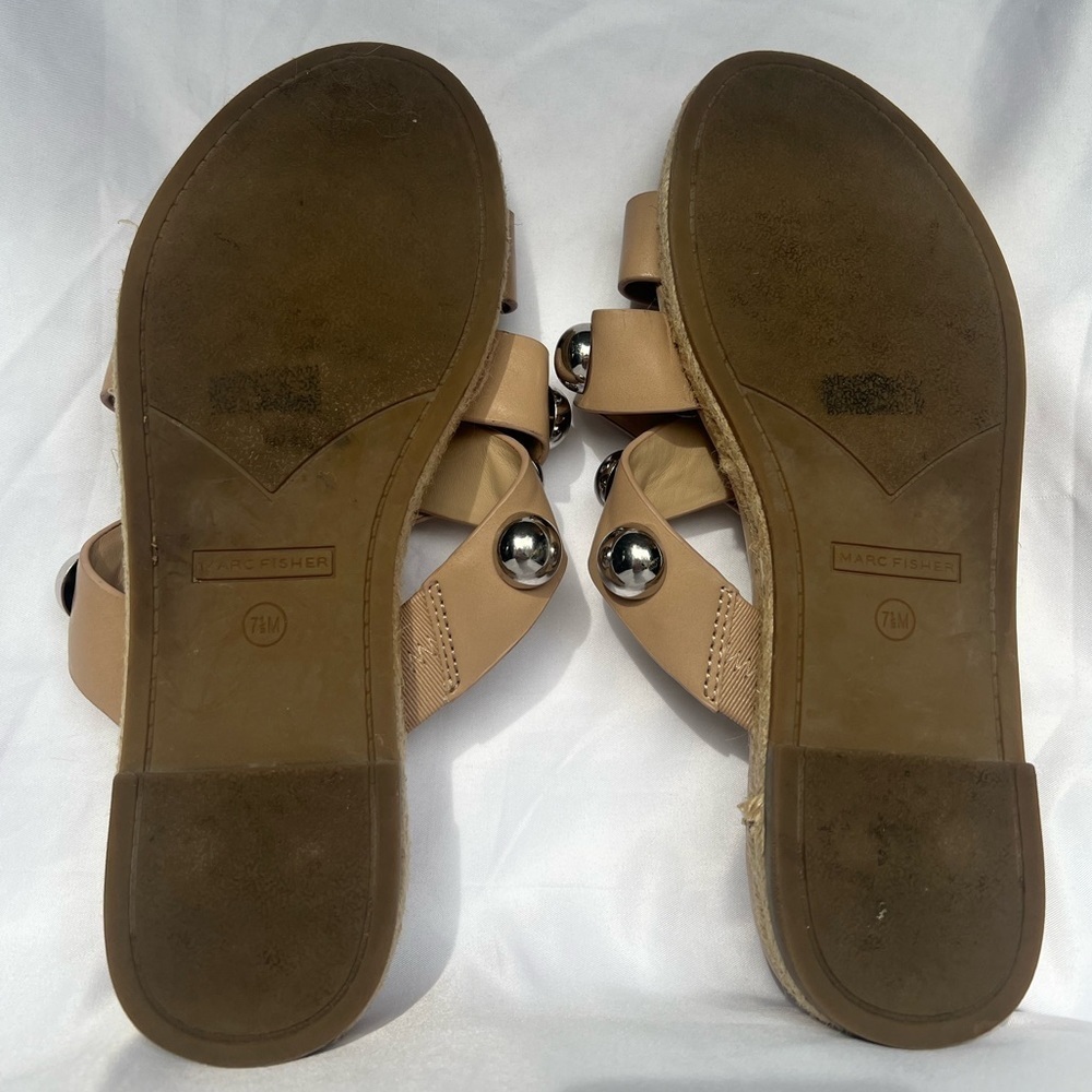 Marc Fisher Prisca Ball-Studded Espadrille Sandals in Tan - Picture 4 of 8